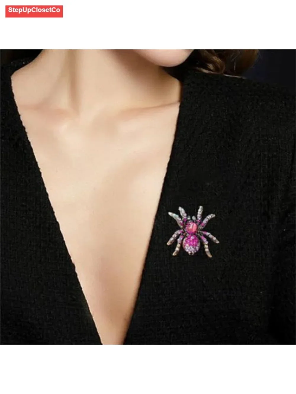 Rhinestone Spider Brooch Pin for Women Men Halloween Costume Accessory